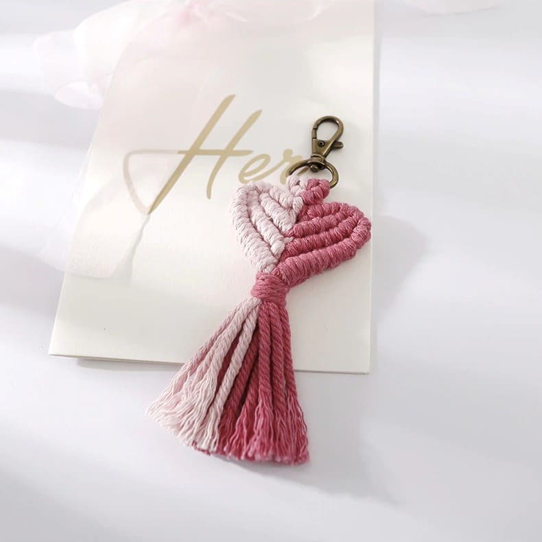 Porte Clé Macramé Porte-clé Cœur en Macramé Atelier Créatif