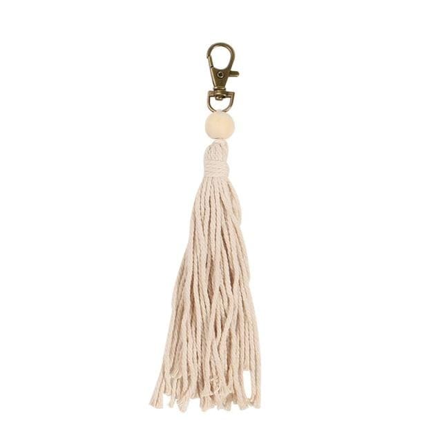 Porte Clé Macramé Porte-clé en Macramé avec perles élégantes