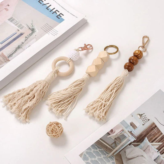 Porte Clé Macramé Porte-clé en Macramé avec perles élégantes