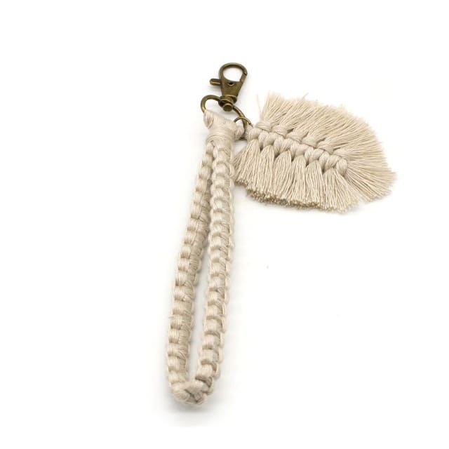 Porte Clé Macramé Porte-clé Plume en Macramé Élégance