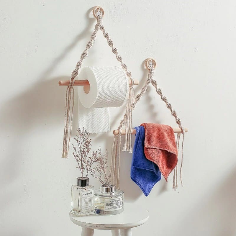 Porte-Papier Macramé Porte-papier toilette design en corde Macramé