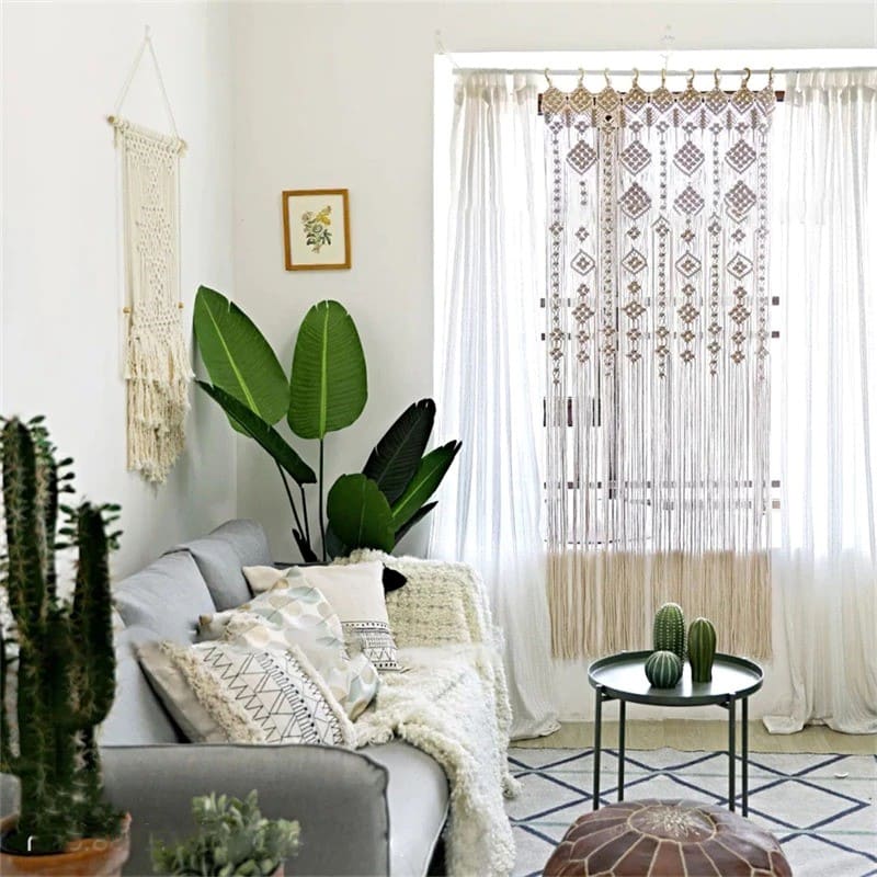 Rideau Macramé Rideau Macramé Beige Élégance