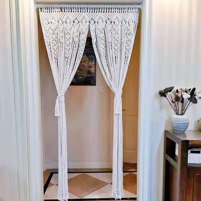 Rideau Macramé Rideau Macramé en coton écru - Élégance Artisanale