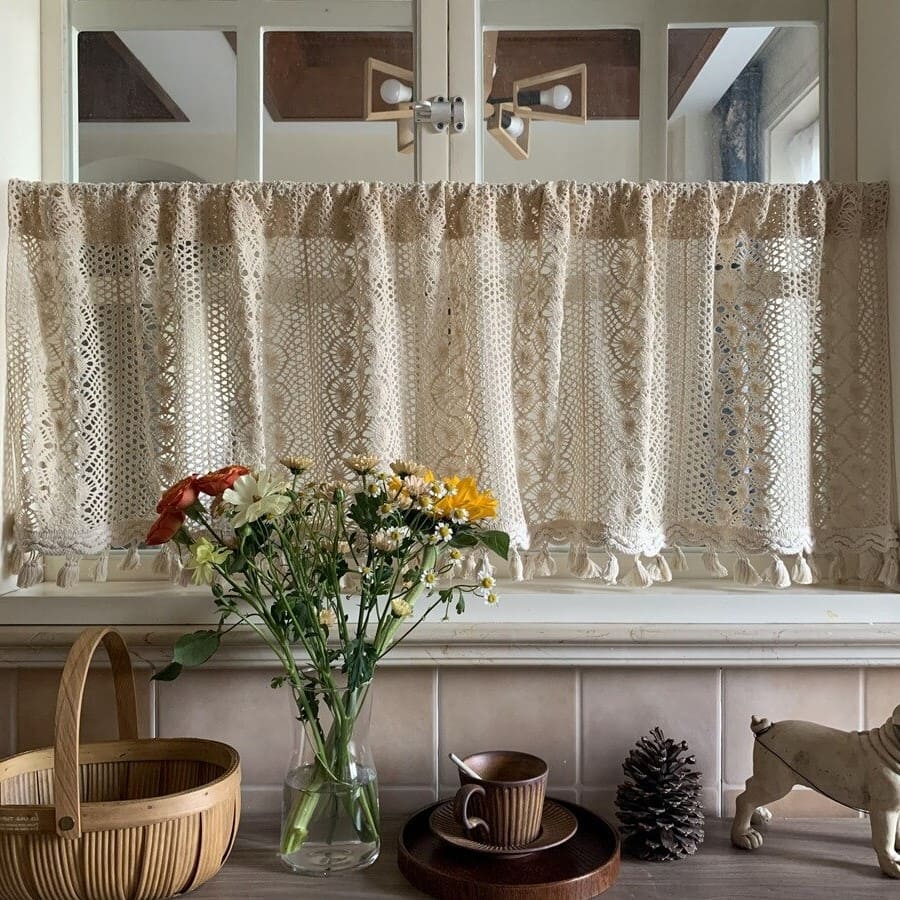 Rideau Macramé Rideaux Brise-Bise en Macramé Élégant