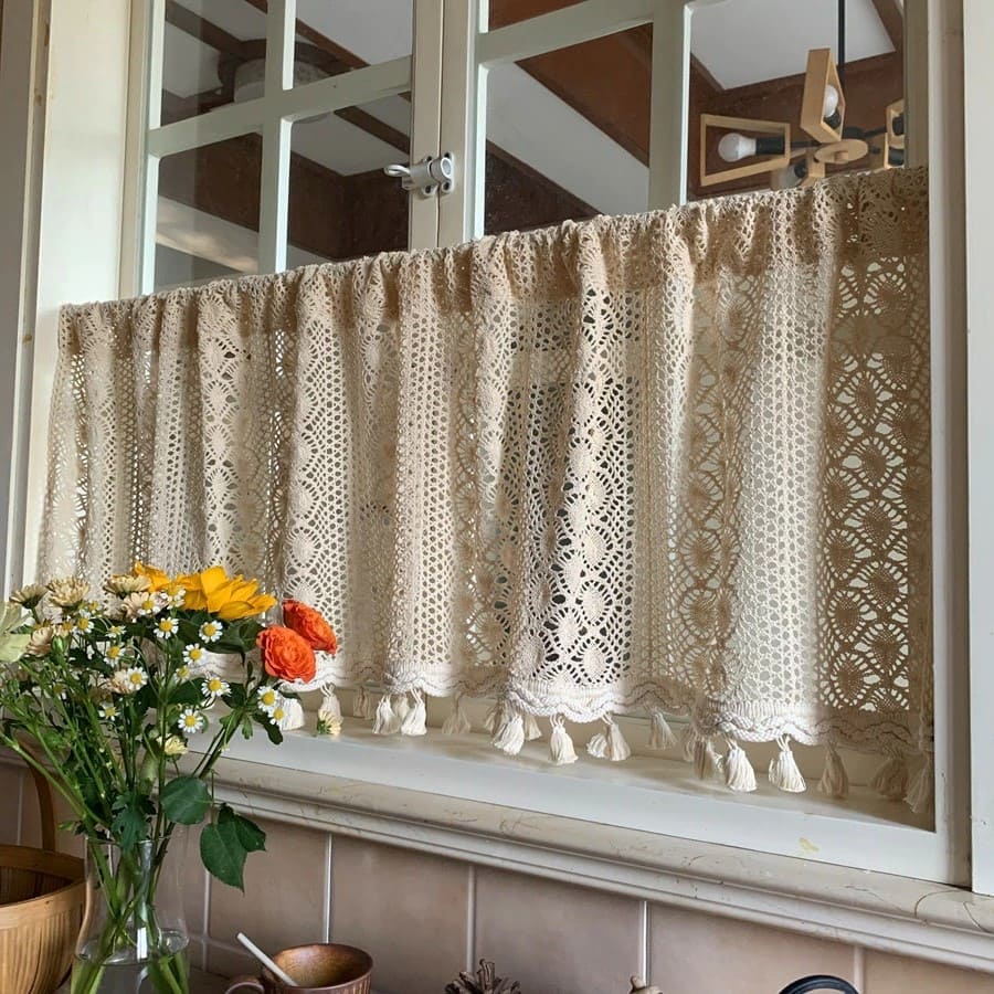 Rideau Macramé Rideaux Brise-Bise en Macramé Élégant