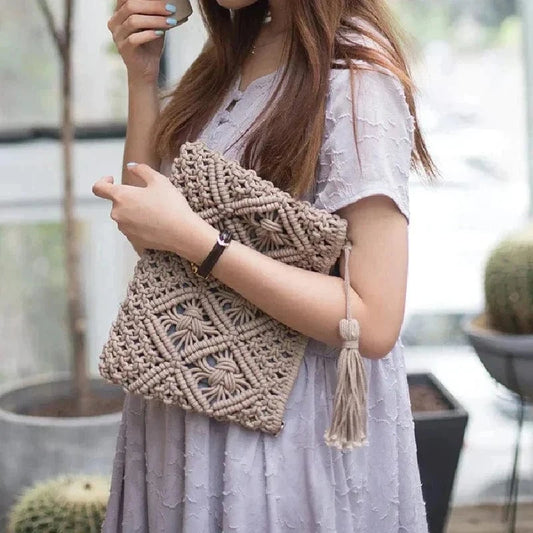 Sac Macramé Pochette Macramé Éclatante