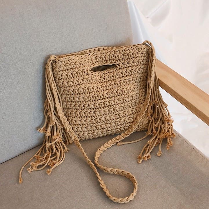 Sac Macramé Sac à main en corde tressée Élégance naturelle