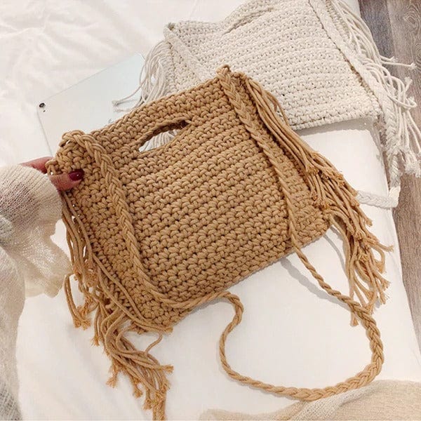 Sac Macramé Sac à main en corde tressée Élégance naturelle