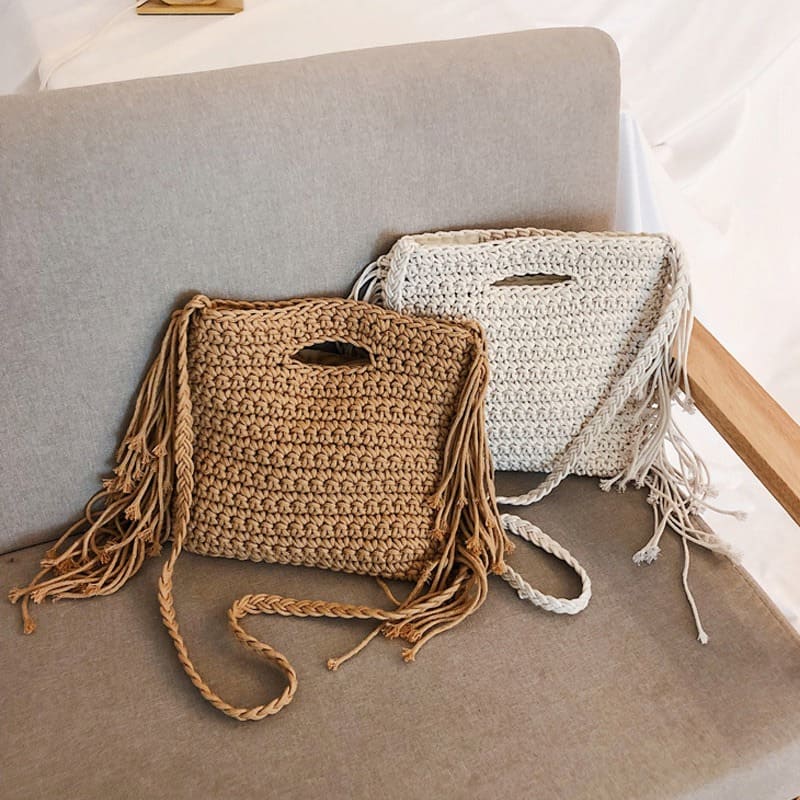 Sac Macramé Sac à main en corde tressée Élégance naturelle