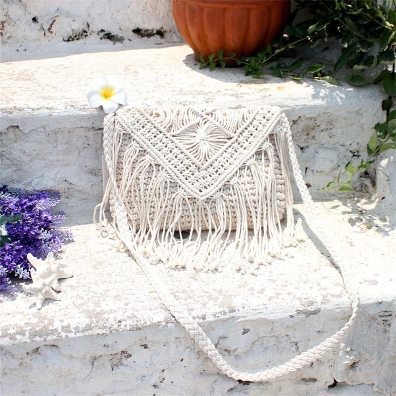 Sac Macramé Sac Bandoulière Élégance Femme