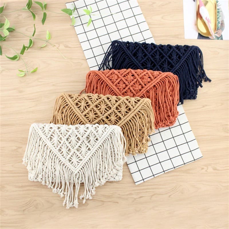 Sac Macramé Sac Bandoulière Élégance Femme