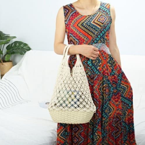 Sac Macramé Sac de plage en Macramé Éclat Maritime
