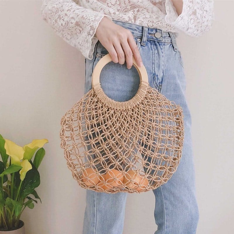Sac Macramé Sac rond en Macramé Éclat