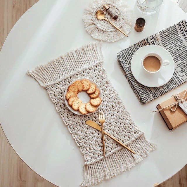 Set de Table Macramé Set de table en Macramé élégant