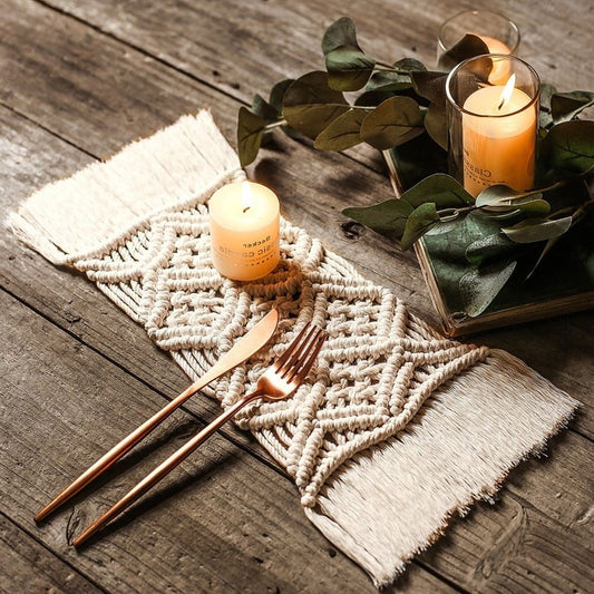Set de Table Macramé Set de table rectangulaire en Macramé Chic & Tendance