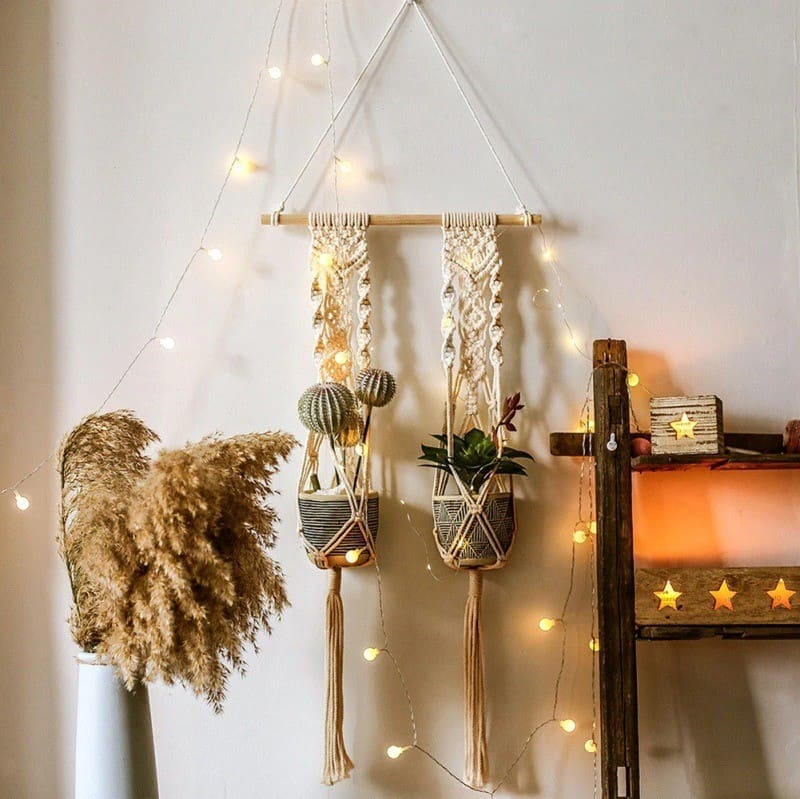 Suspension Macramé Double Porte-Plante en Macramé Chic