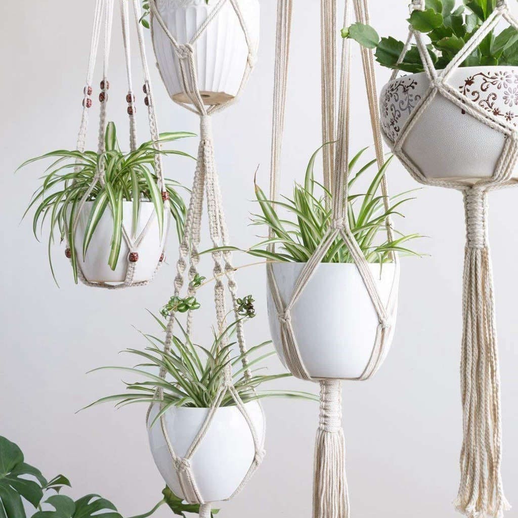 Suspension Macramé Ensemble de 4 suspensions Macramé Élégance Artisanale