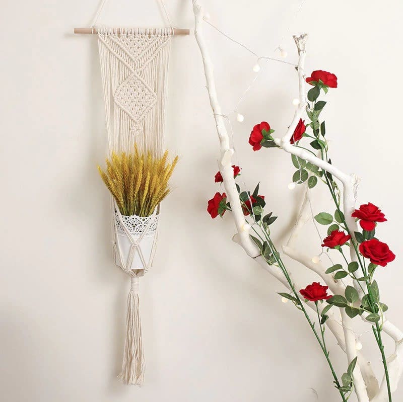Suspension Macramé Porte-plante mural en Macramé Éléganza