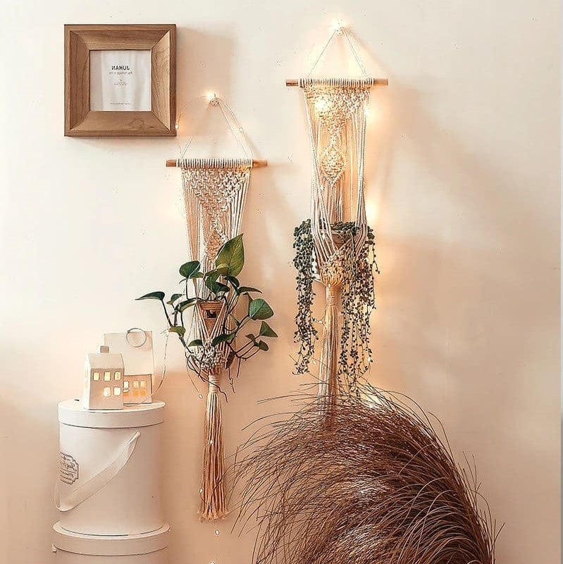Suspension Macramé Porte-plante mural en Macramé Éléganza