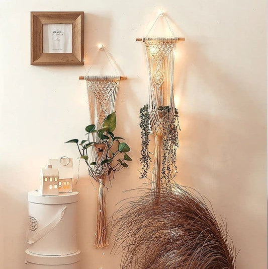 Suspension Macramé Porte-plante mural en Macramé Éléganza