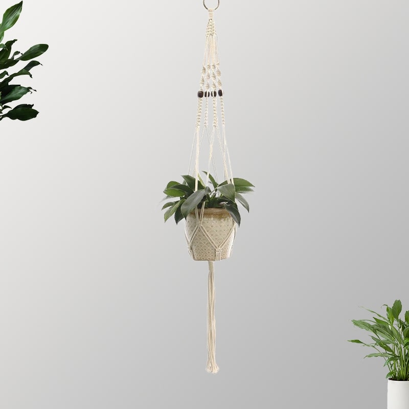 Suspension Macramé Suspension artisanale en perles de bois et Macramé