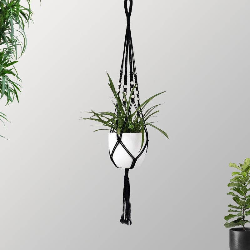 Suspension Macramé Suspension Macramé Noir Élégance