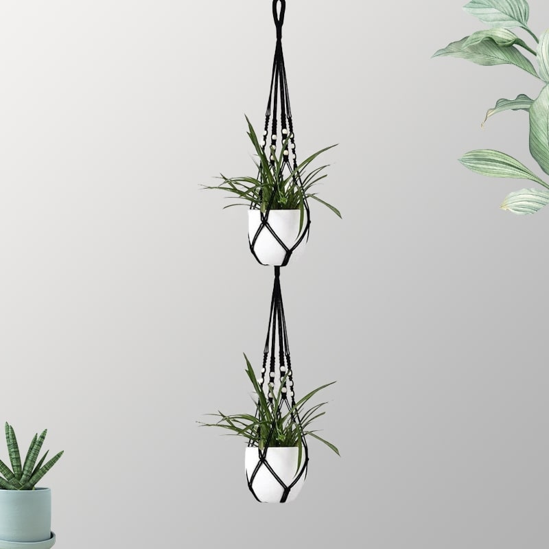 Suspension Macramé Suspension Macramé Noir Éléganza