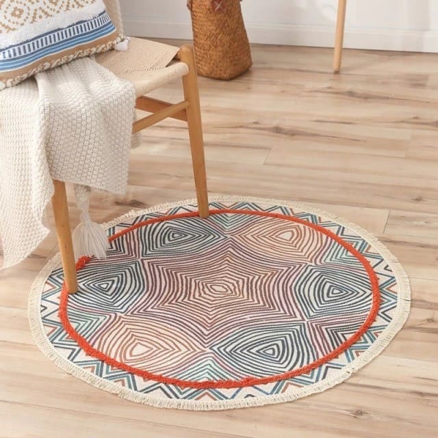 Tapis Macramé Tapis Bohème Rond en Macramé Élégance Artisanale