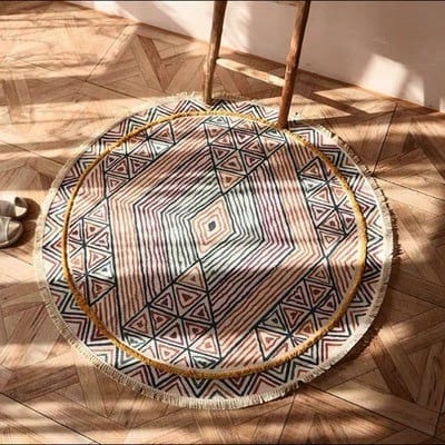 Tapis Macramé Tapis Bohème Rond en Macramé Élégance Artisanale