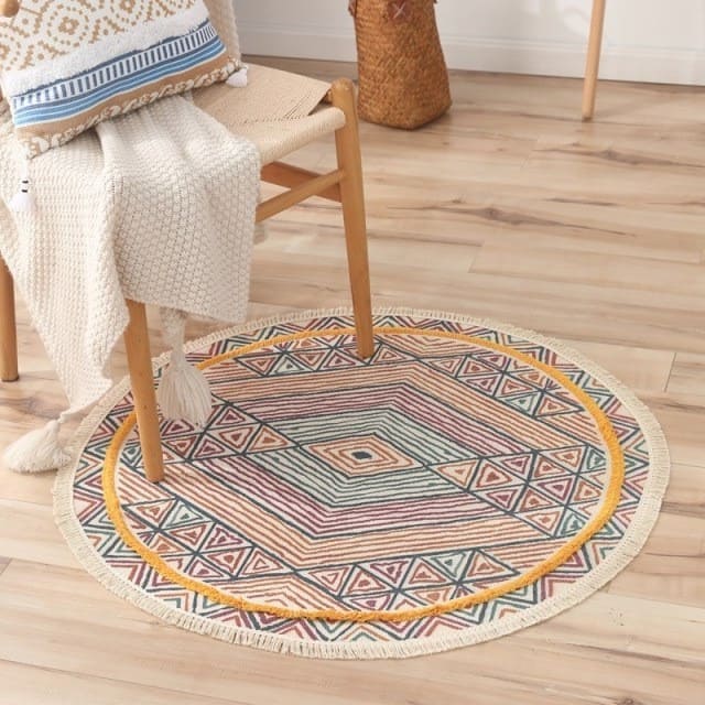 Tapis Macramé Tapis Bohème Rond en Macramé Élégance Artisanale