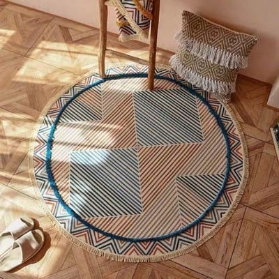 Tapis Macramé Tapis Bohème Rond en Macramé Élégance Artisanale