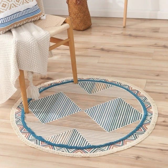 Tapis Macramé Tapis Bohème Rond en Macramé Élégance Artisanale