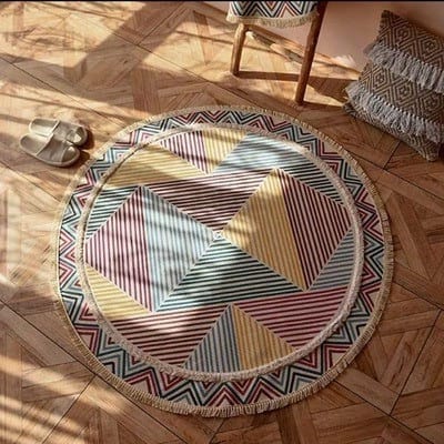 Tapis Macramé Tapis Bohème Rond en Macramé Élégance Artisanale