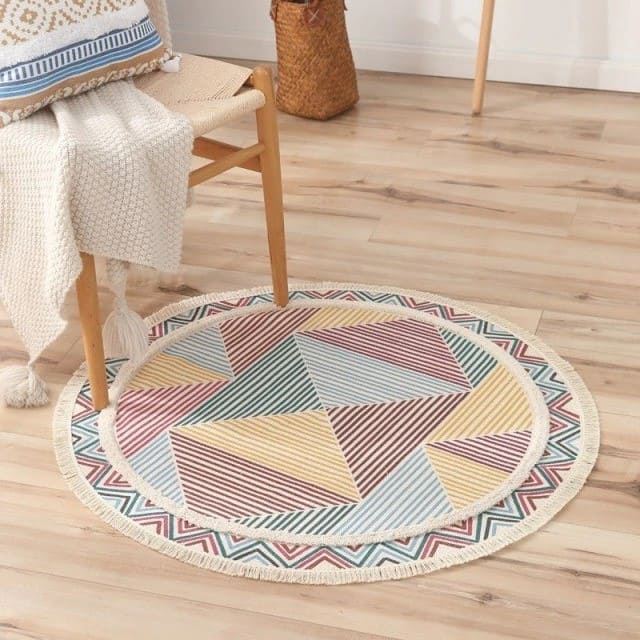 Tapis Macramé Tapis Bohème Rond en Macramé Élégance Artisanale