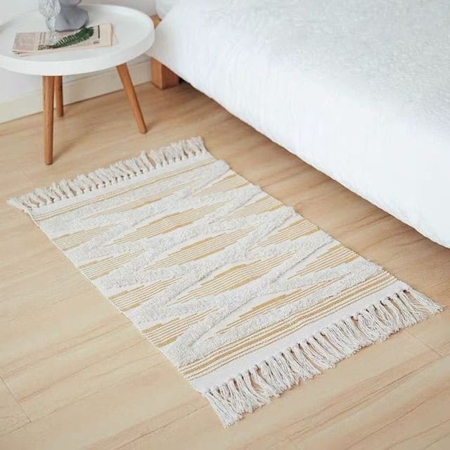 Tapis Macramé Tapis Macramé Beige Élégance