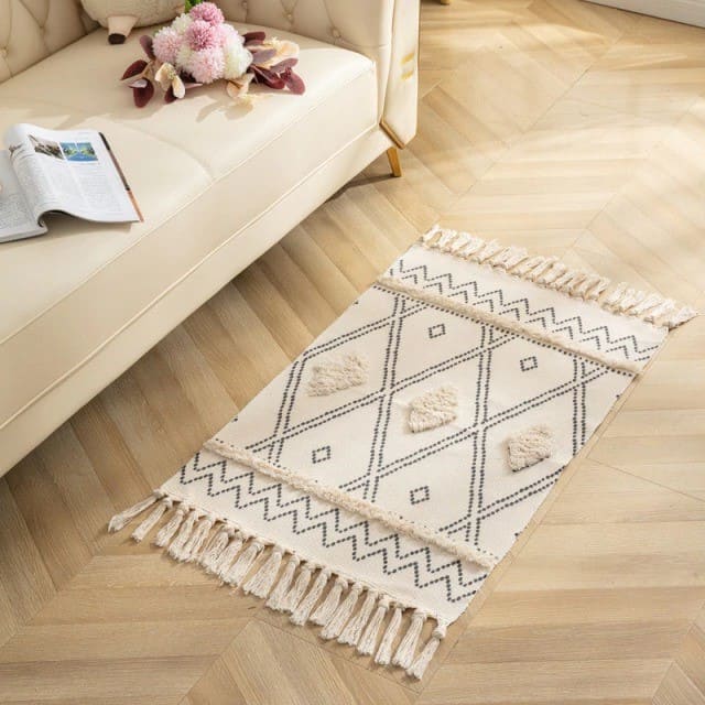 Tapis Macramé Tapis Macramé Beige Élégance