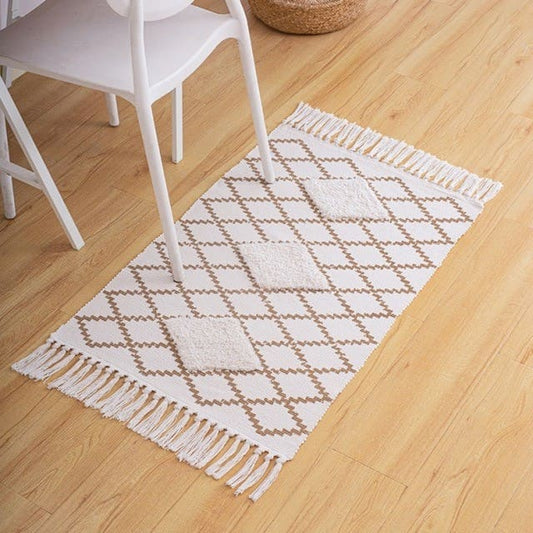 Tapis Macramé Tapis Macramé Épure en Blanc